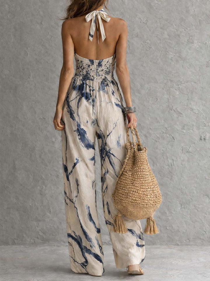 MARCELLA | SALOPETTE À COL HALTER À JAMBES LARGES