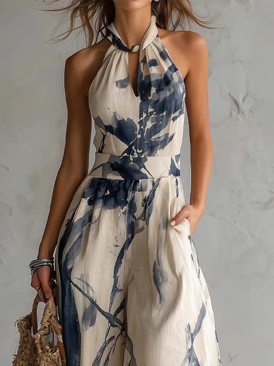MARCELLA | SALOPETTE À COL HALTER À JAMBES LARGES