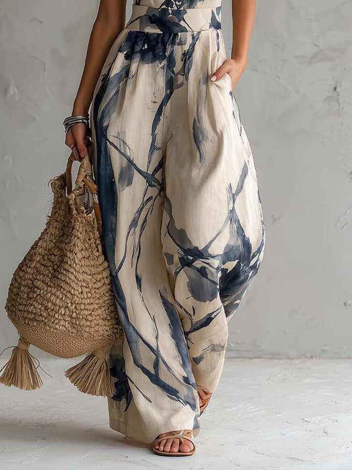 MARCELLA | SALOPETTE À COL HALTER À JAMBES LARGES