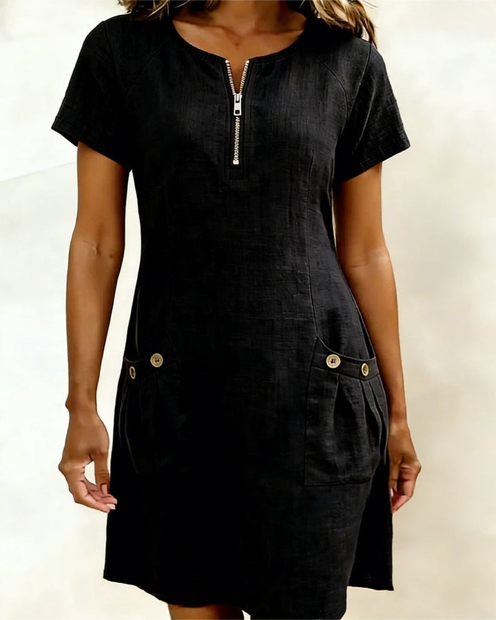 Robe en coton et lin Noir