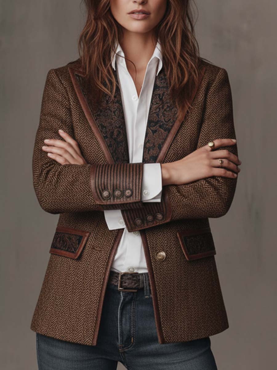 Blazer à empiècements chevrons