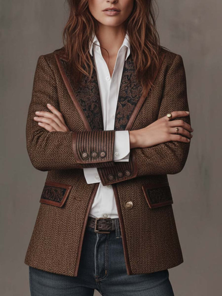 Blazer à empiècements chevrons