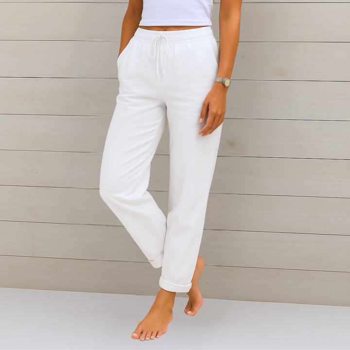Allison – Pantalons Tailorés en Coton-Lin de Luxe