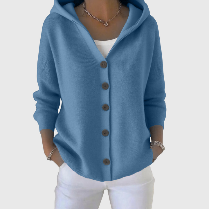 Adéline cardigan à capuche en coton - Bleu