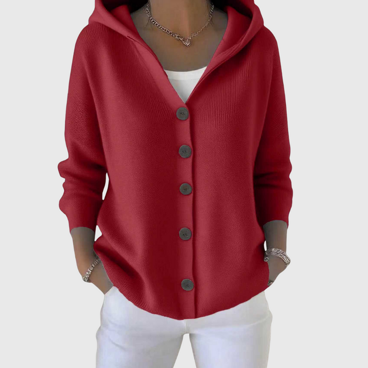 Adéline cardigan à capuche en coton - Rouge