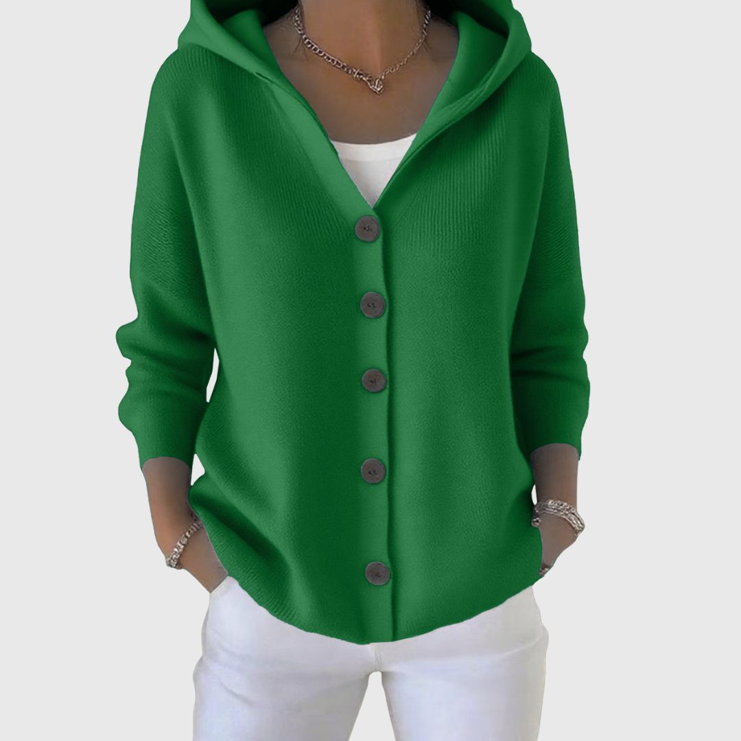 Adéline cardigan à capuche en coton - Vert Foncé