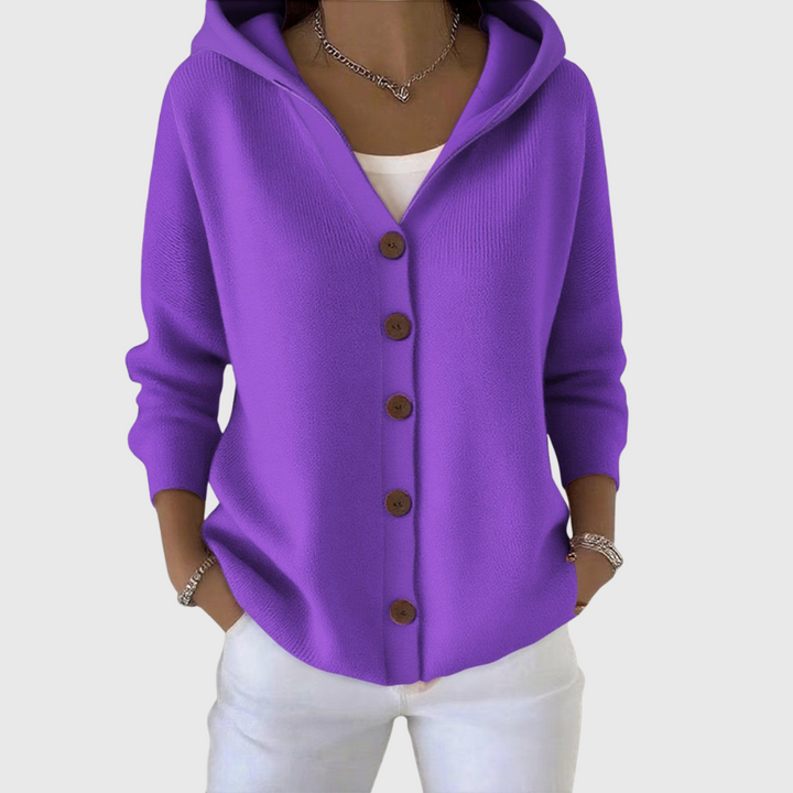 Adéline cardigan à capuche en coton - Violet