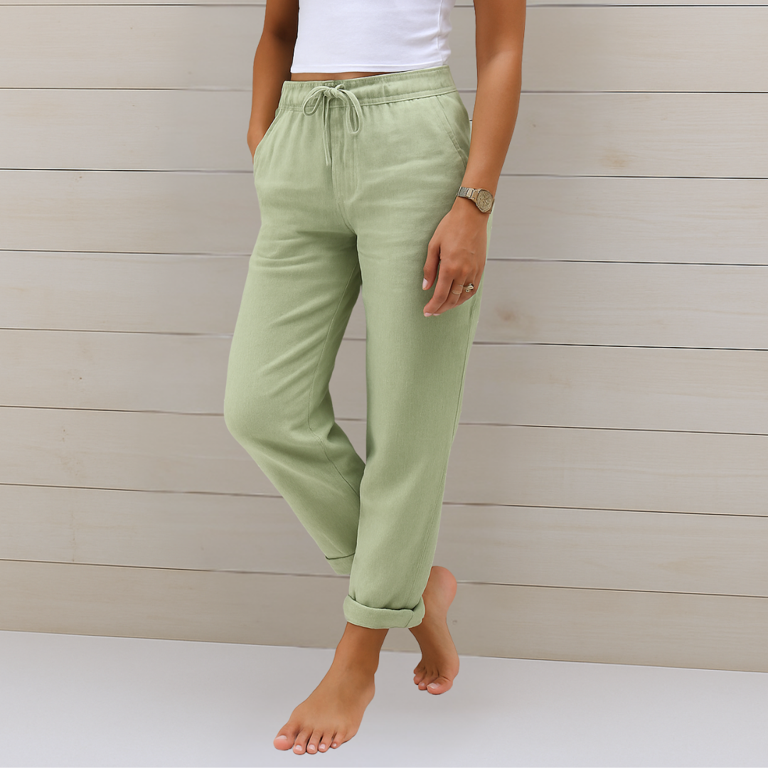 Allison – Pantalons Tailorés en Coton-Lin de Luxe