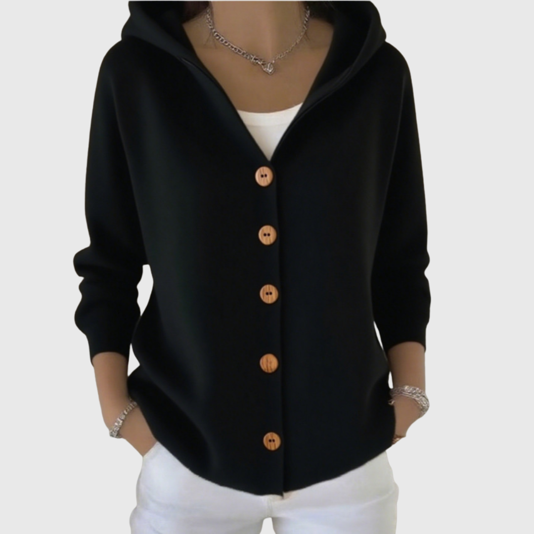 Adéline cardigan à capuche en coton - Noir