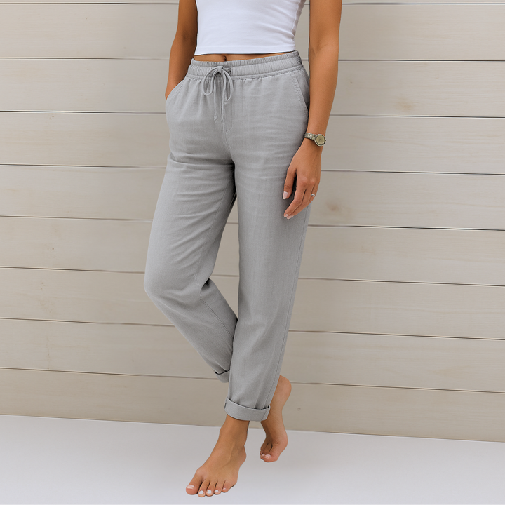 Allison – Pantalons Tailorés en Coton-Lin de Luxe