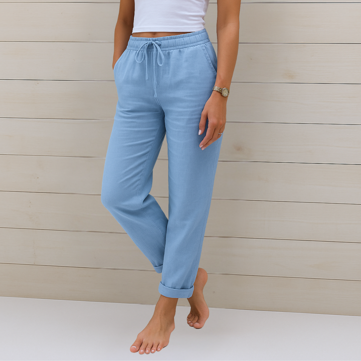 Allison – Pantalons Tailorés en Coton-Lin de Luxe