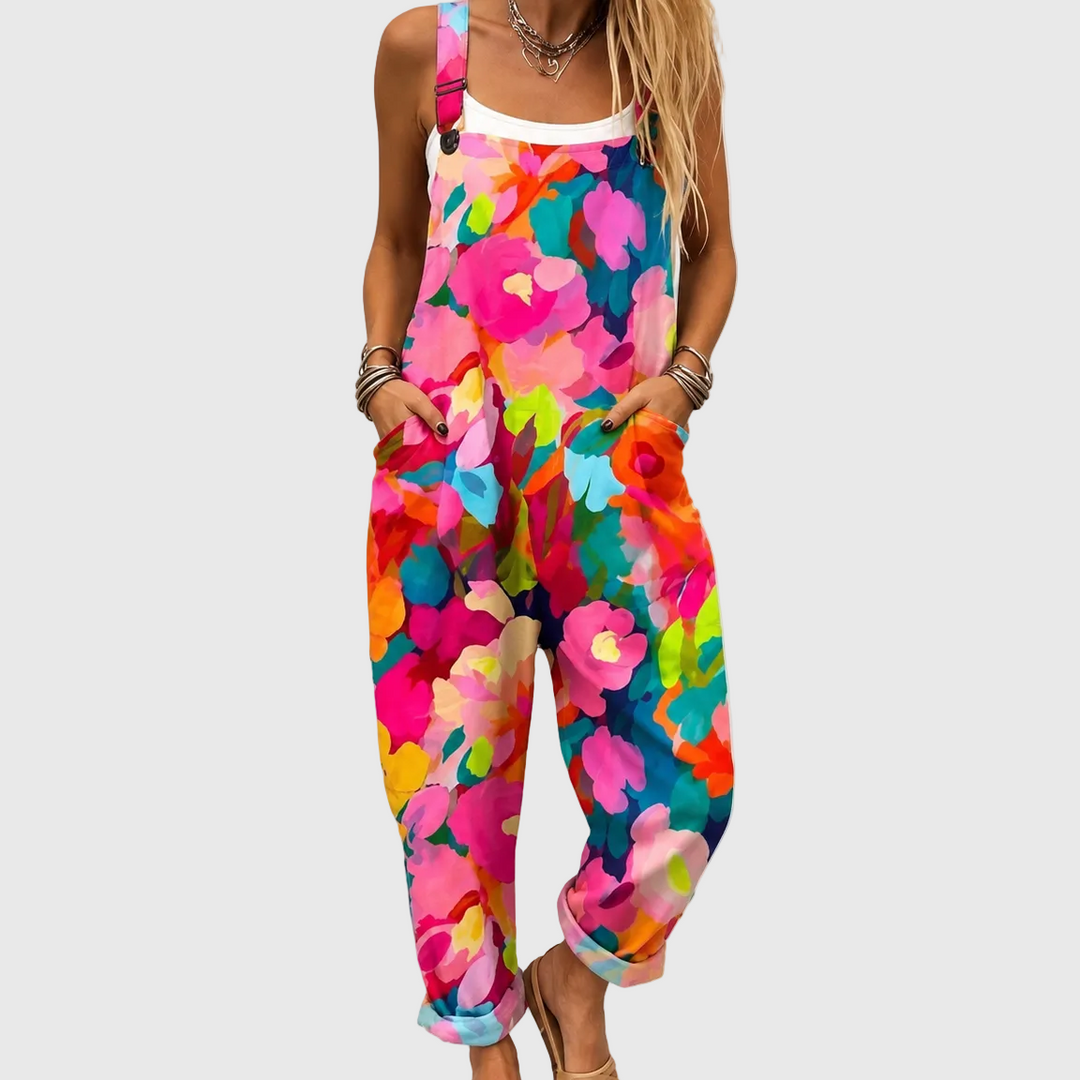 Coralie - Salopette fleurie multicolore - Meralie Boutique