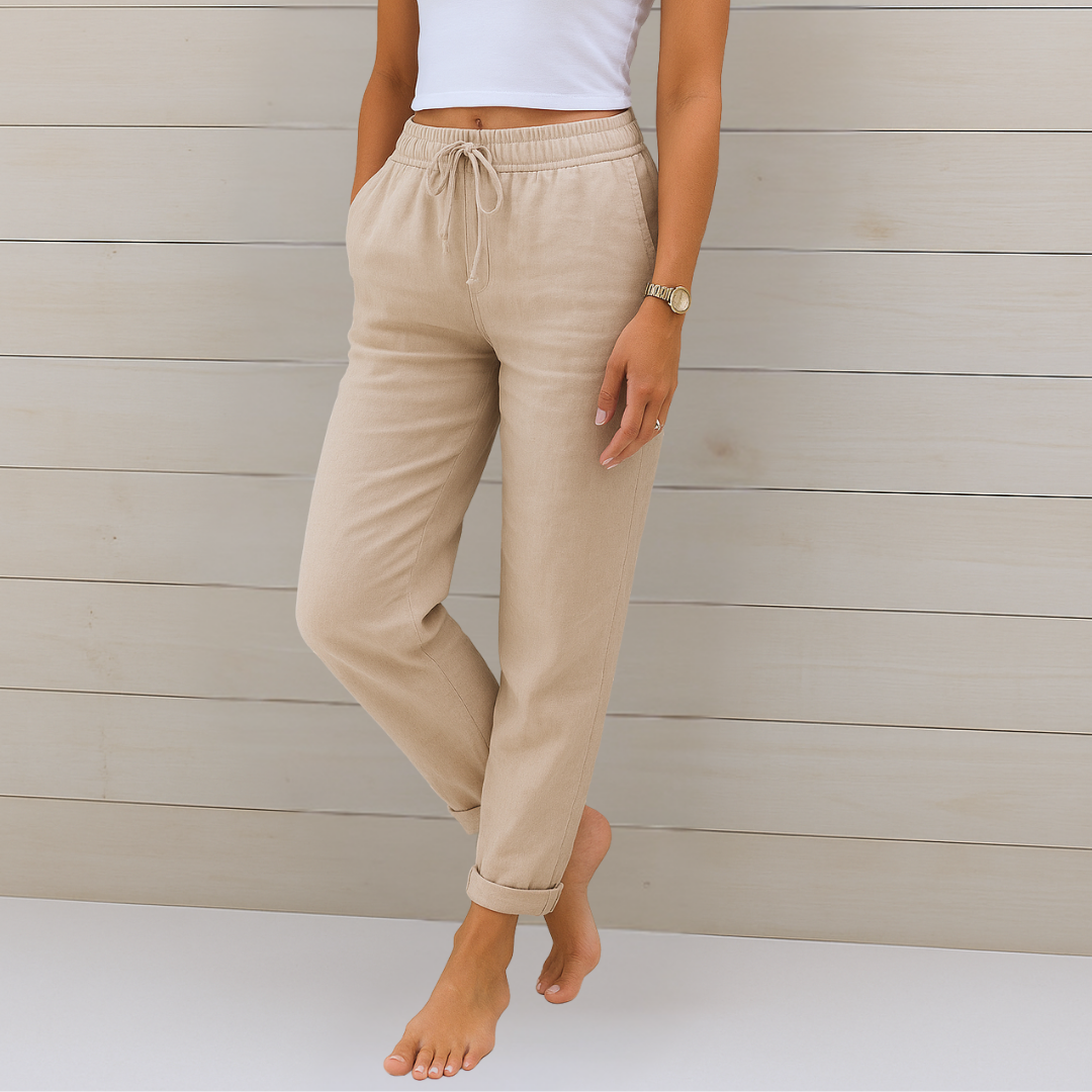 Allison – Pantalons Tailorés en Coton-Lin de Luxe