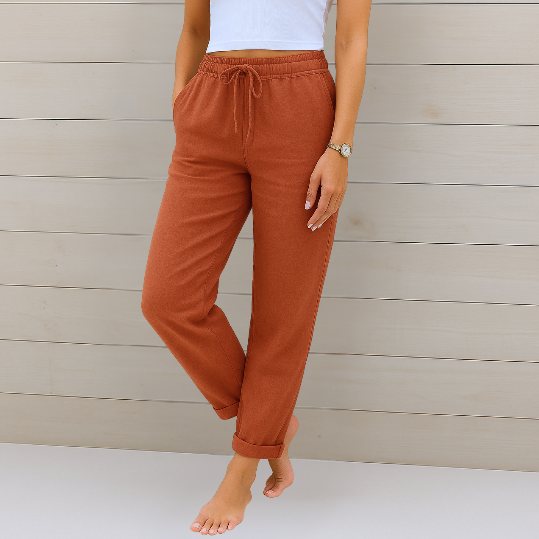 Allison – Pantalons Tailorés en Coton-Lin de Luxe