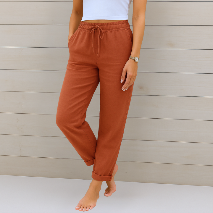 Allison – Pantalons Tailorés en Coton-Lin de Luxe