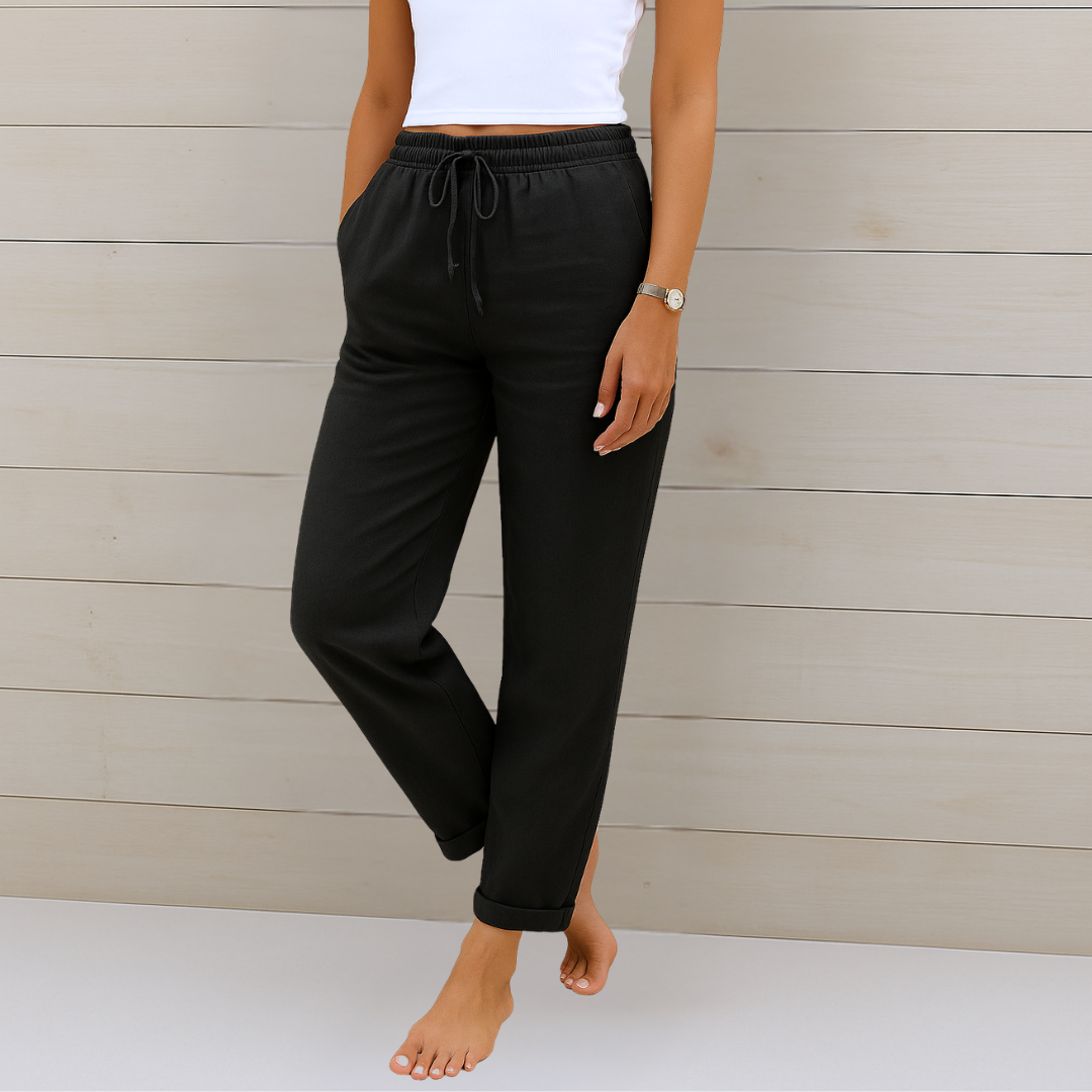 Allison – Pantalons Tailorés en Coton-Lin de Luxe