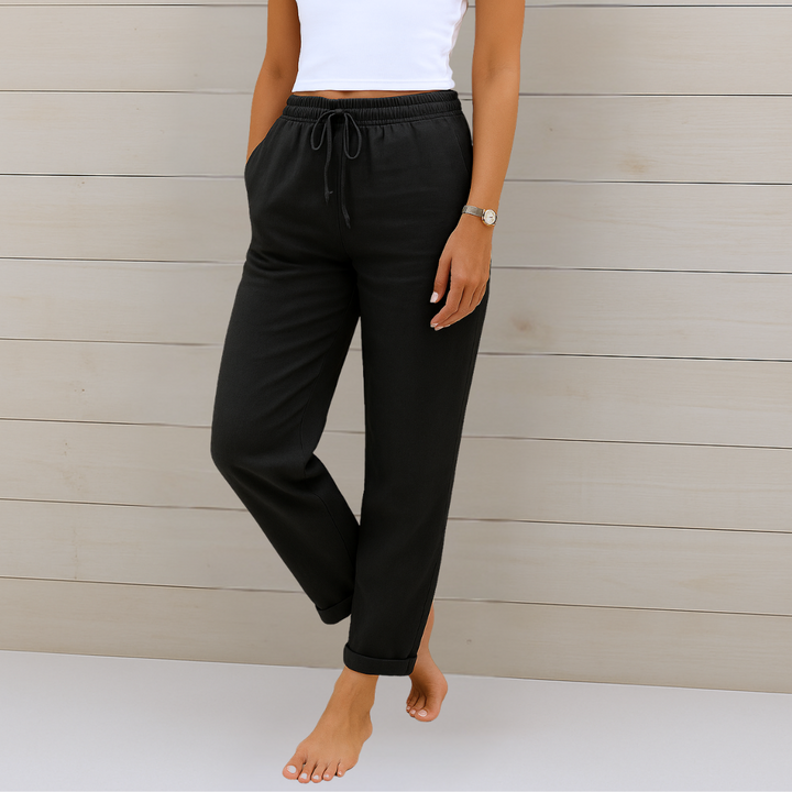 Allison – Pantalons Tailorés en Coton-Lin de Luxe