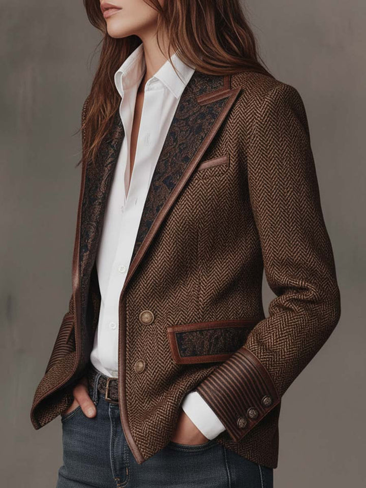 Blazer à empiècements chevrons