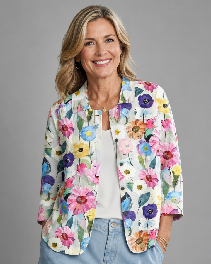 Rosamonde | Chemise Fleurs Peintes à la Main