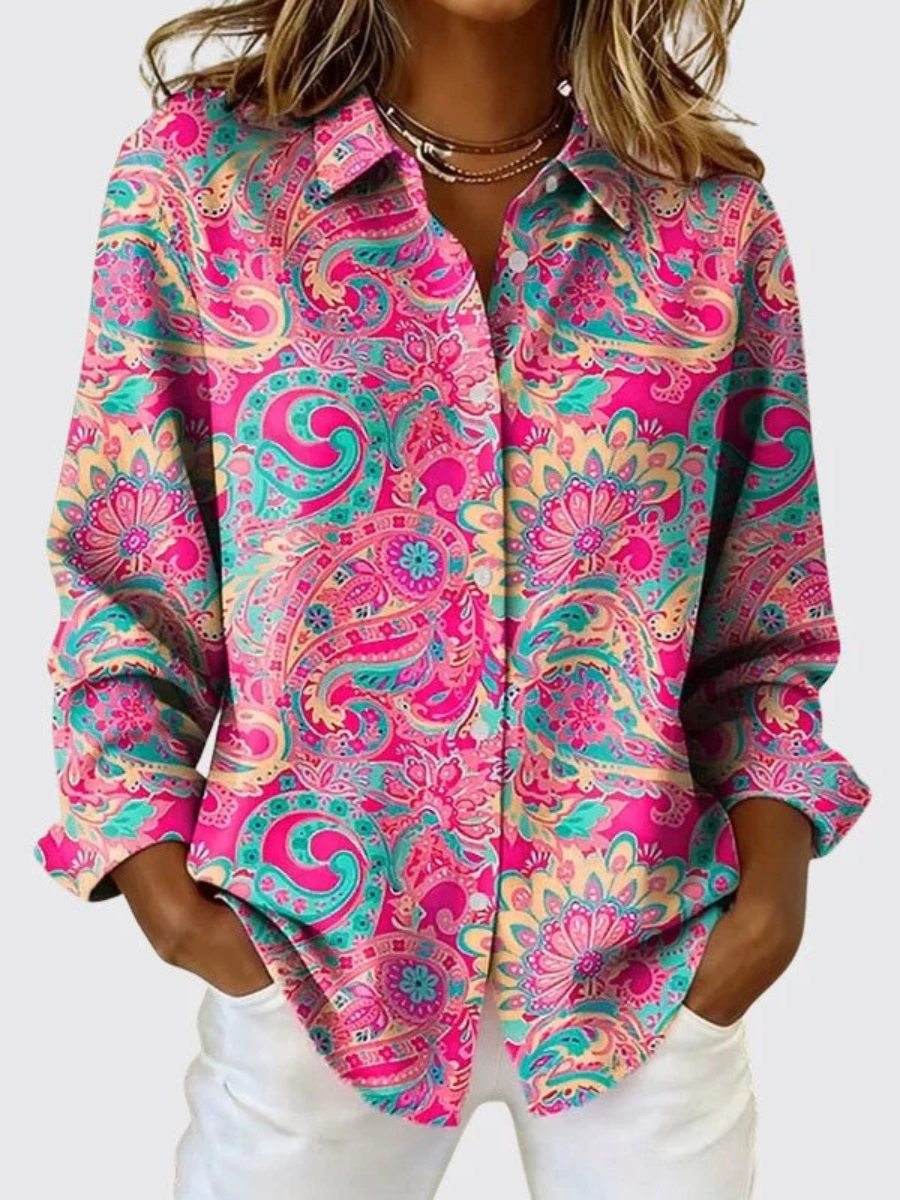 Joanna blouse boutonnée à imprimé paisley - Rose