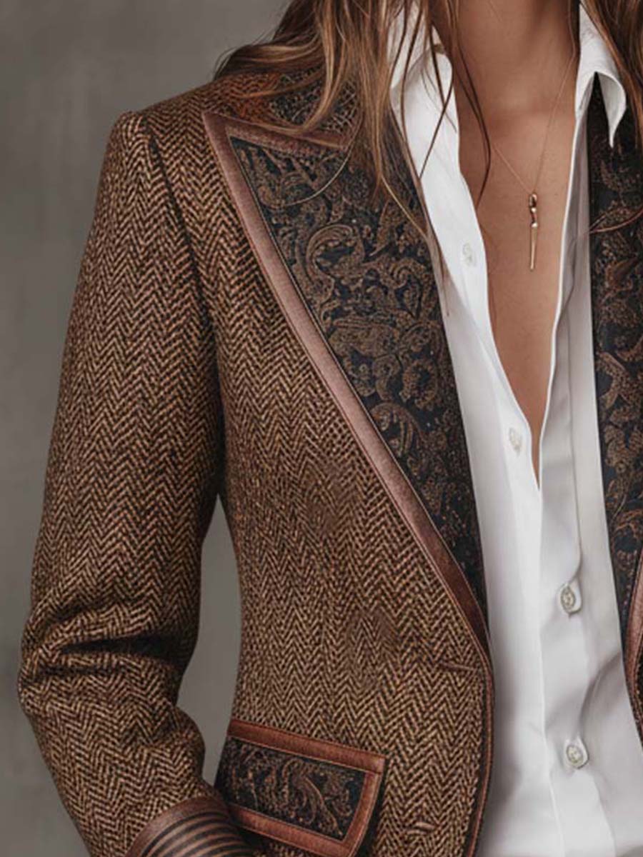 Blazer à empiècements chevrons