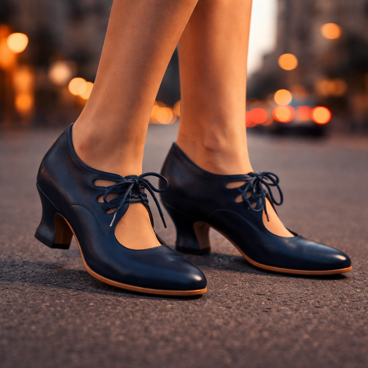 Camille escarpins en cuir à lacets - Bleu