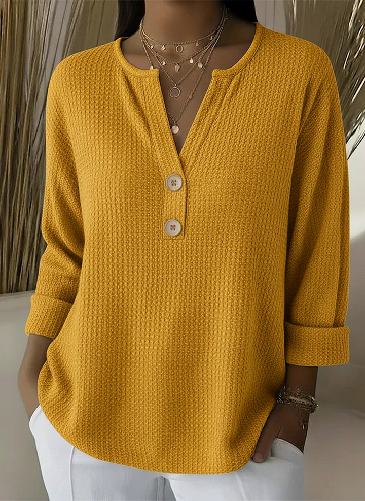 Giselle pull texturé à boutons - Jaune