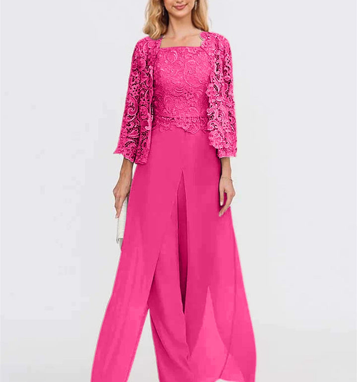 Ensemble pantalon en mousseline Rose vif