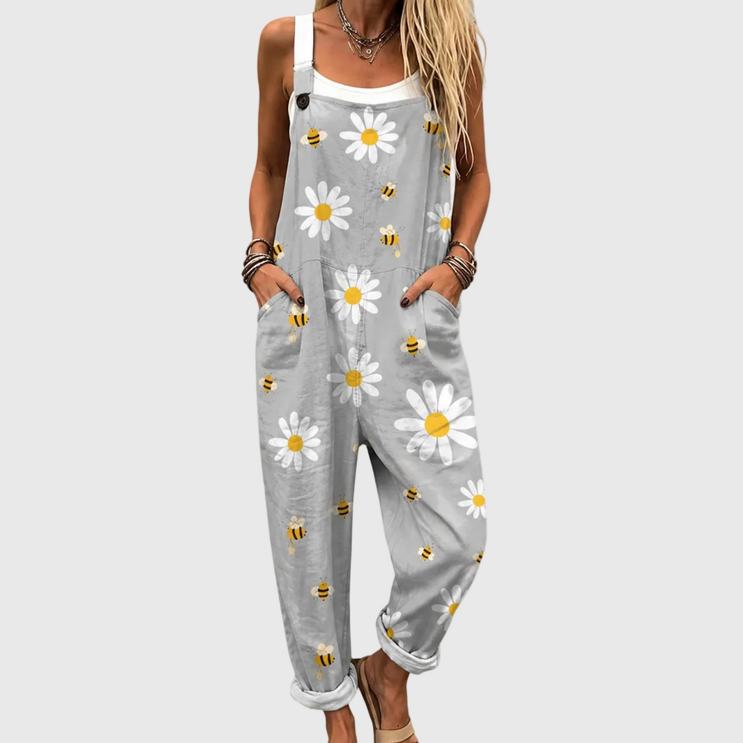 Camélia - Salopette marguerites et abeilles - Meralie Boutique