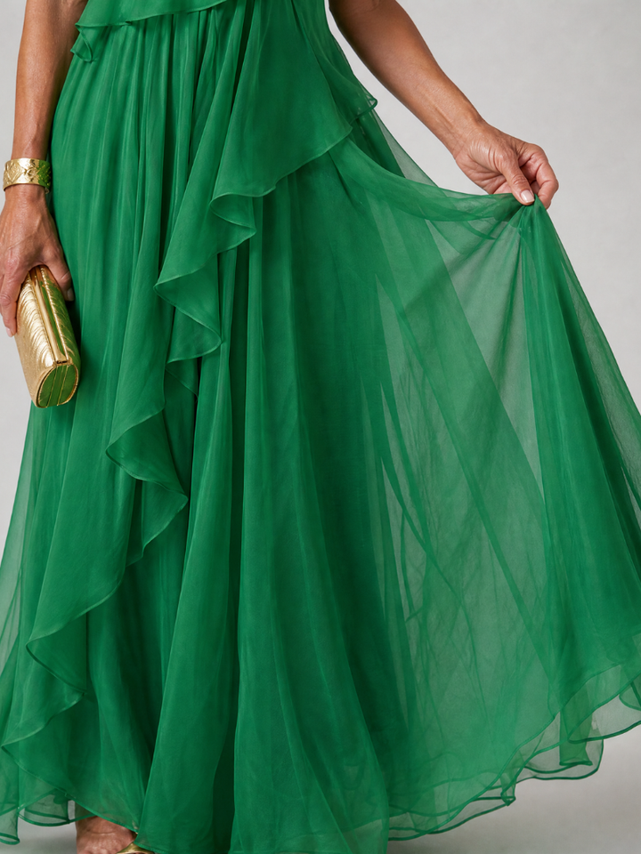 Robe longue en mousseline une épaule