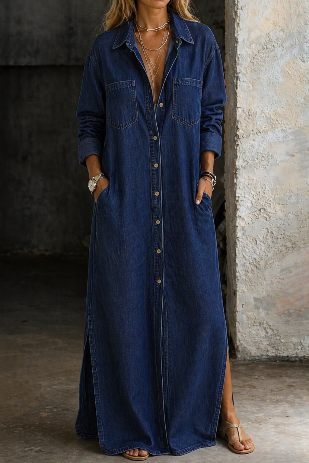 Andrea | Robe en Jean à Boutons