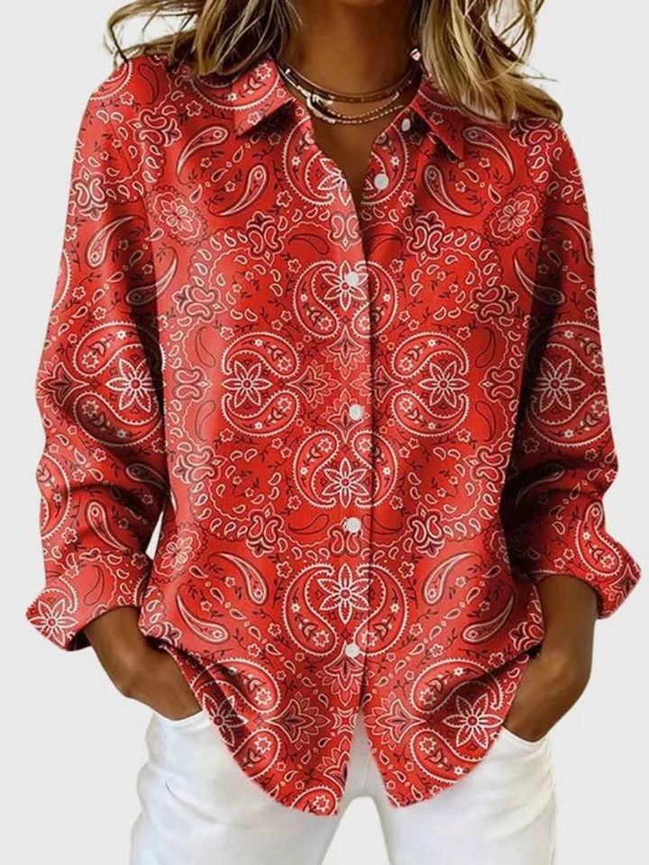 Joanna blouse boutonnée à imprimé paisley - Rouge