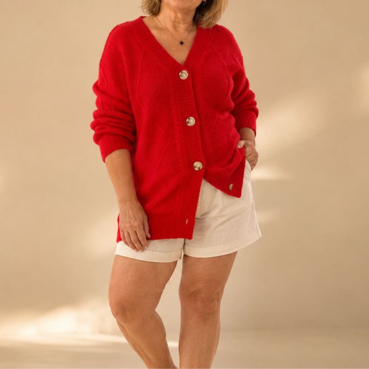 Éléonore cardigan tricoté en mélange de laine - Rouge