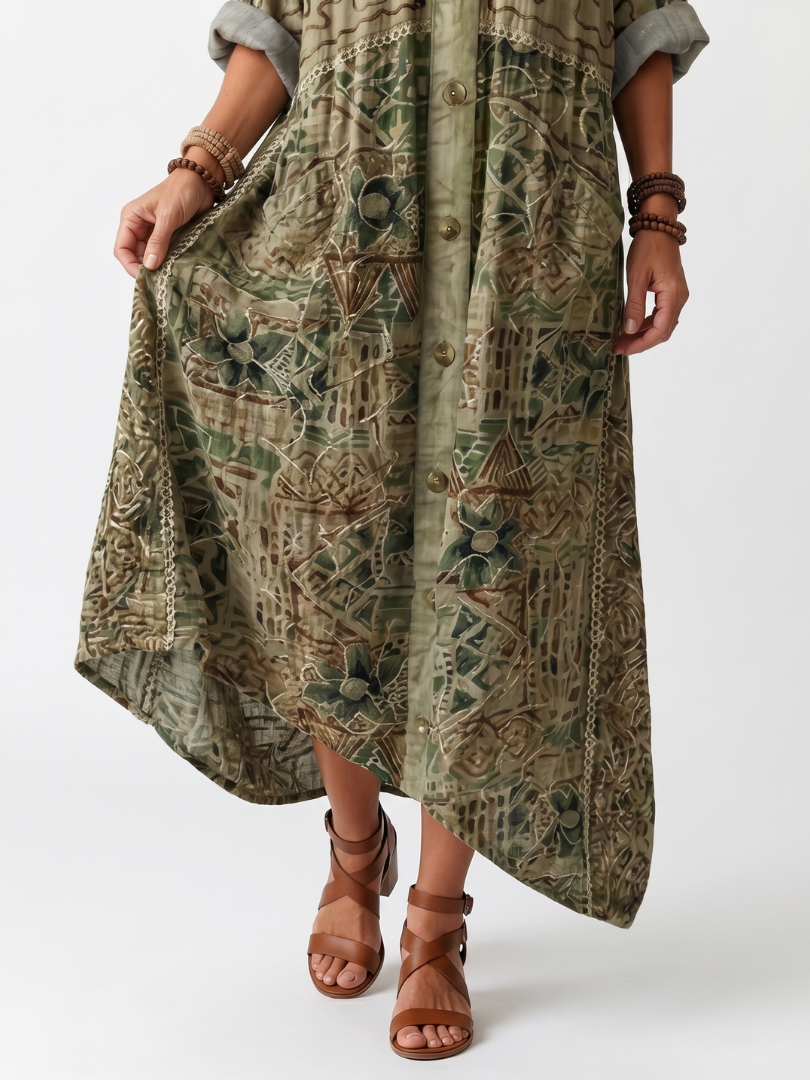 Robe midi boutonnée à poches