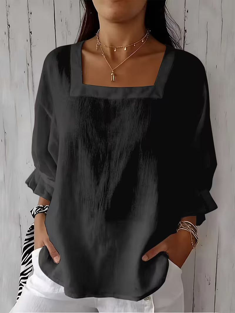 Alvessa blouse croisée à manches longues - Noir