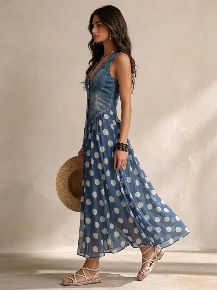 Robe midi à pois en mousseline