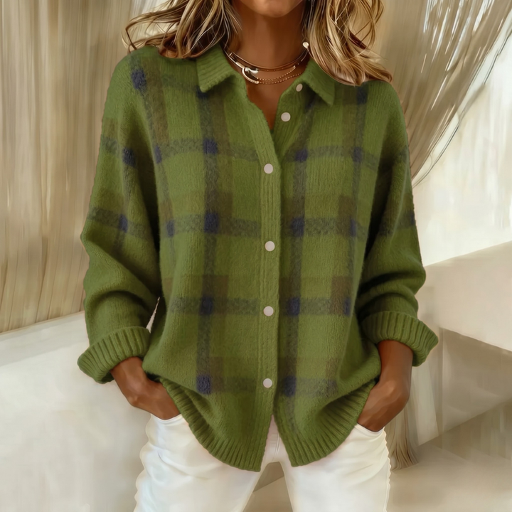 Danique cardigan souple à col boutonné - Marron