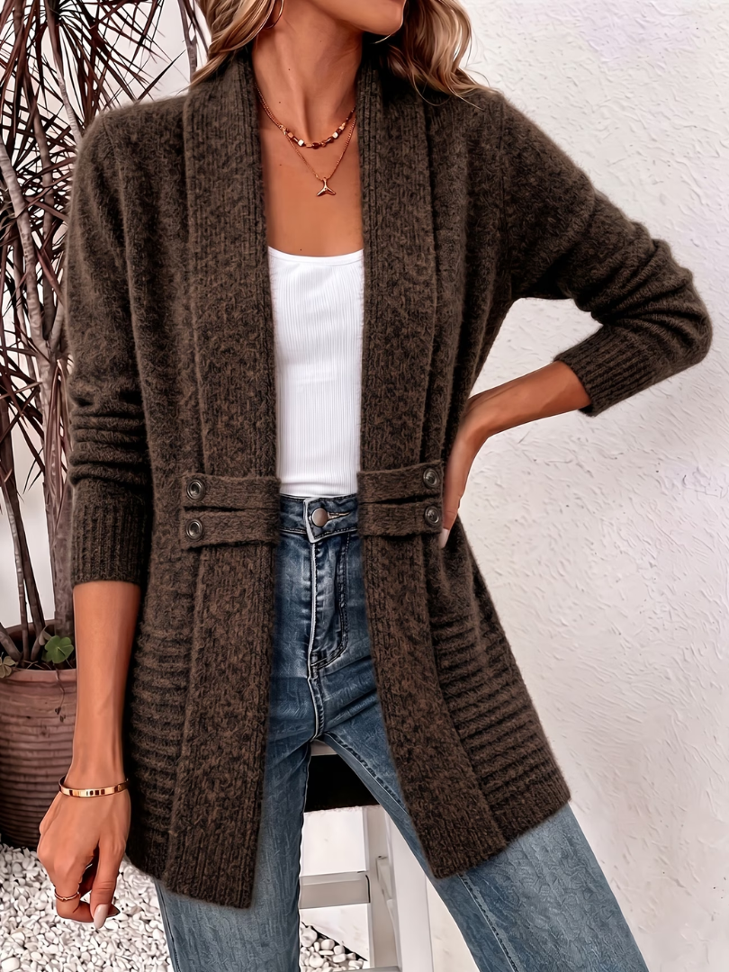 Sophie cardigan tricoté douillet - Marron