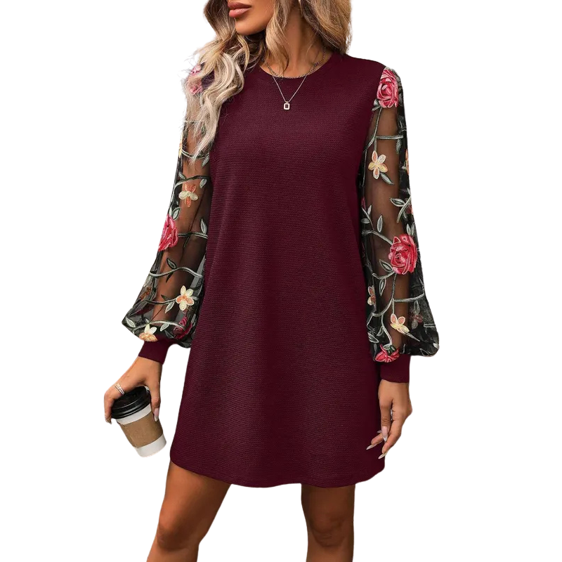 LUCY™ – Robe à Manches Évasées Brodées de Fleurs
