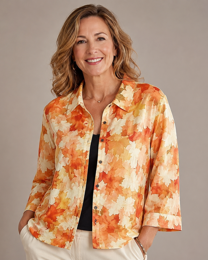Laurentine | Chemise Ample Feuilles Aquarelle
