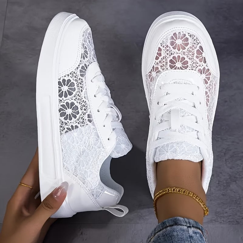 Baskets en dentelle florale Blanc