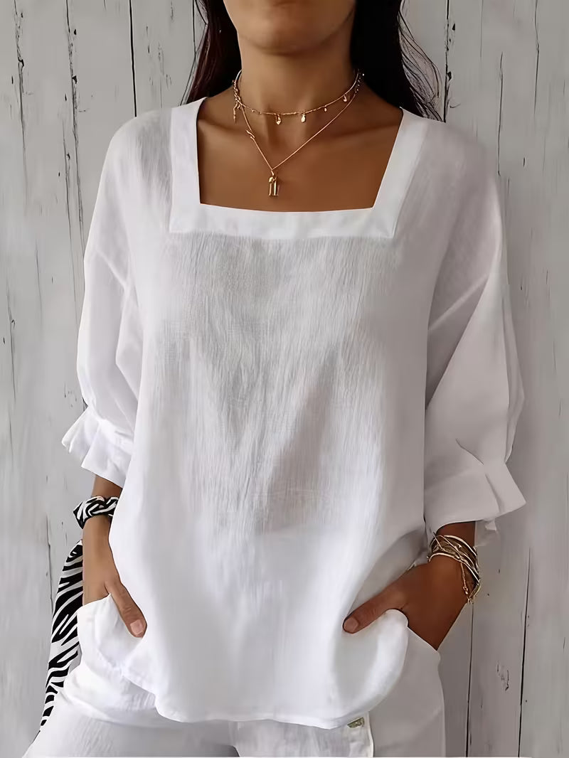 Alvessa blouse croisée à manches longues - Blanc