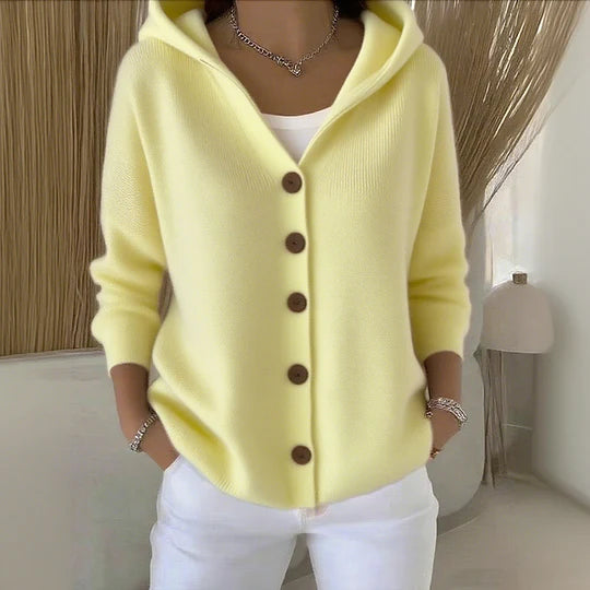 Térésa cardigan à capuche ample - Jaune