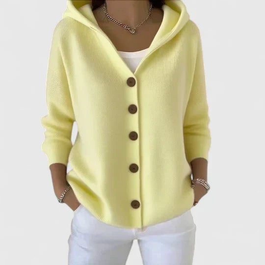 Adéline cardigan à capuche en coton - Jaune