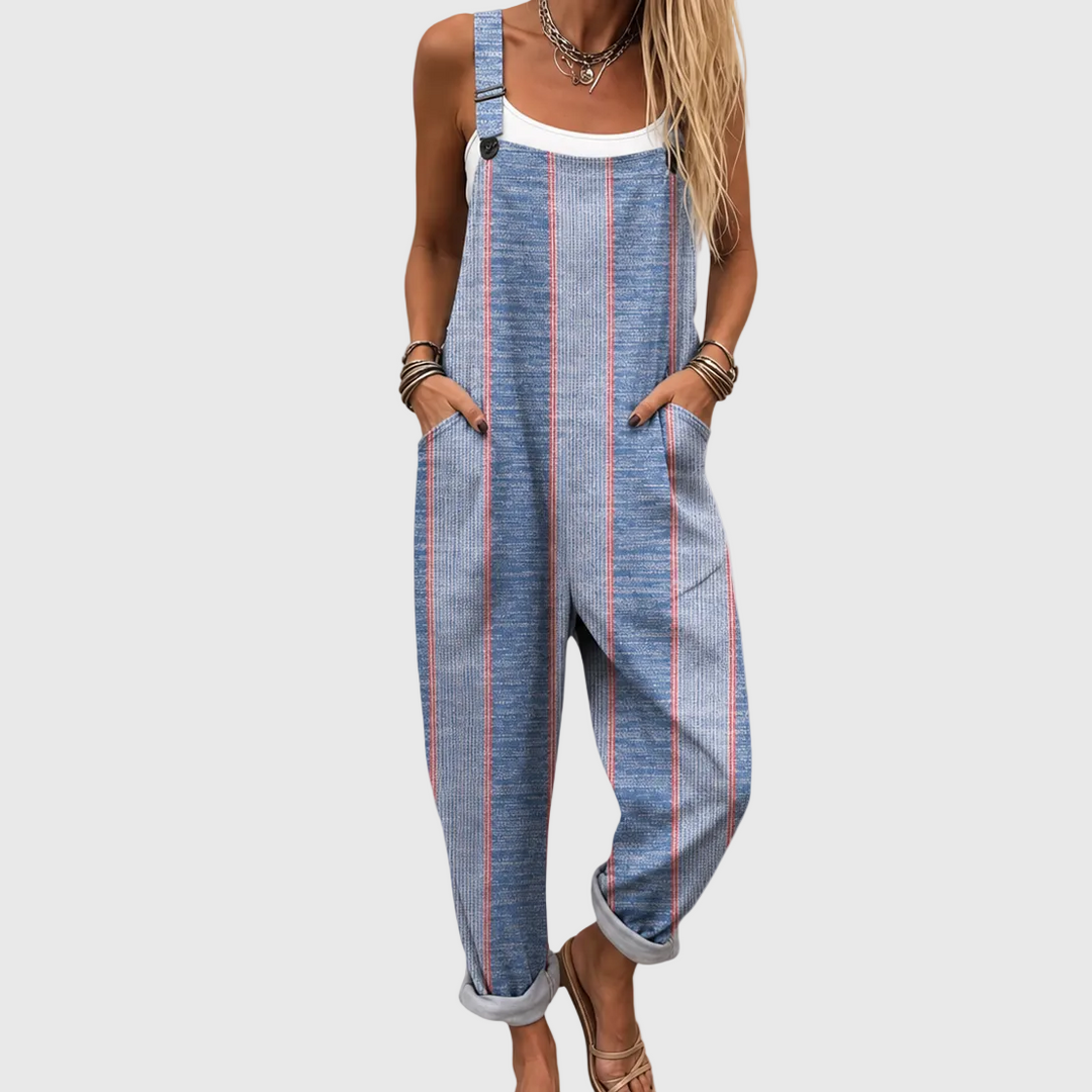 Marine - Salopette rayée bleue - Meralie Boutique