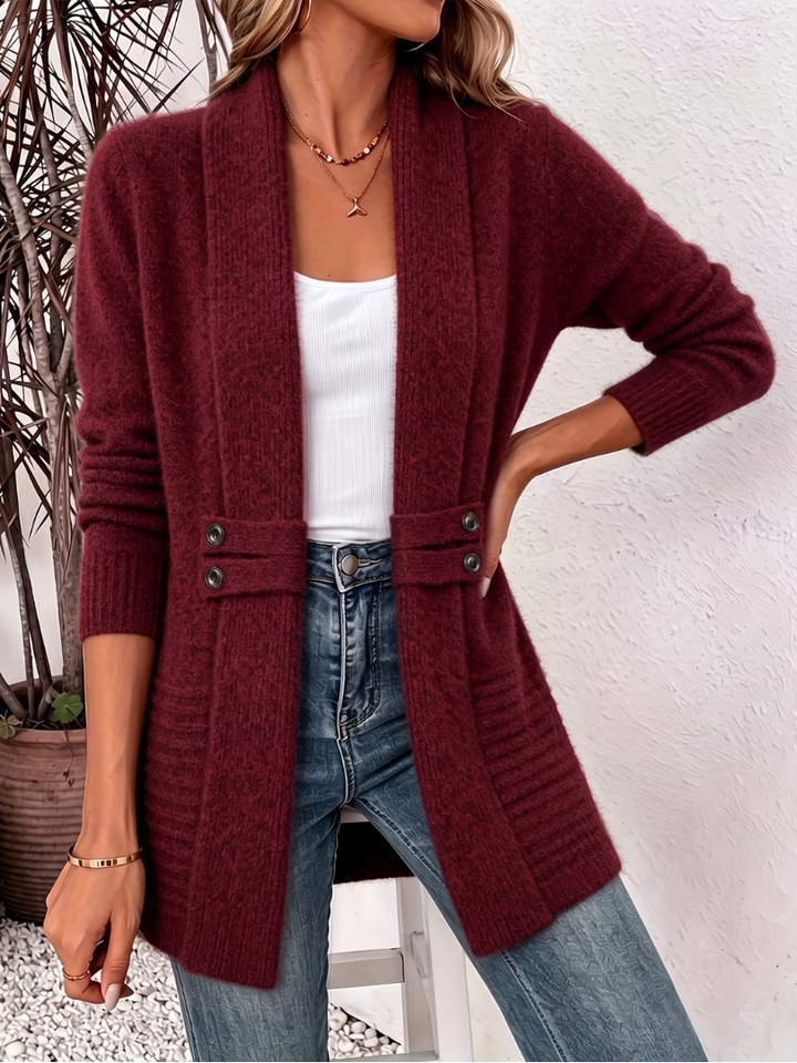 Sophie cardigan tricoté douillet - Bordeaux
