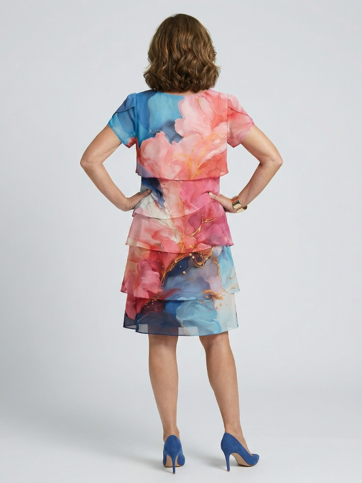 Mira | Robe en Marbre Longueur Genou