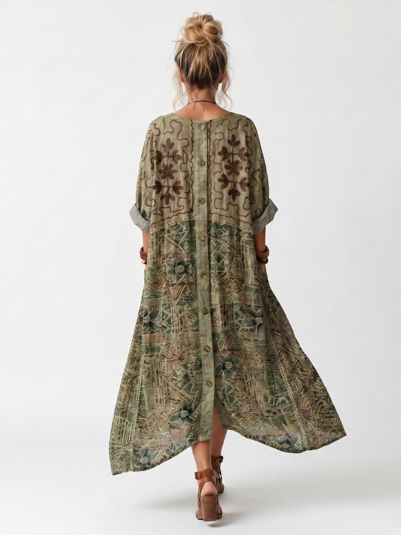 Robe midi boutonnée à poches