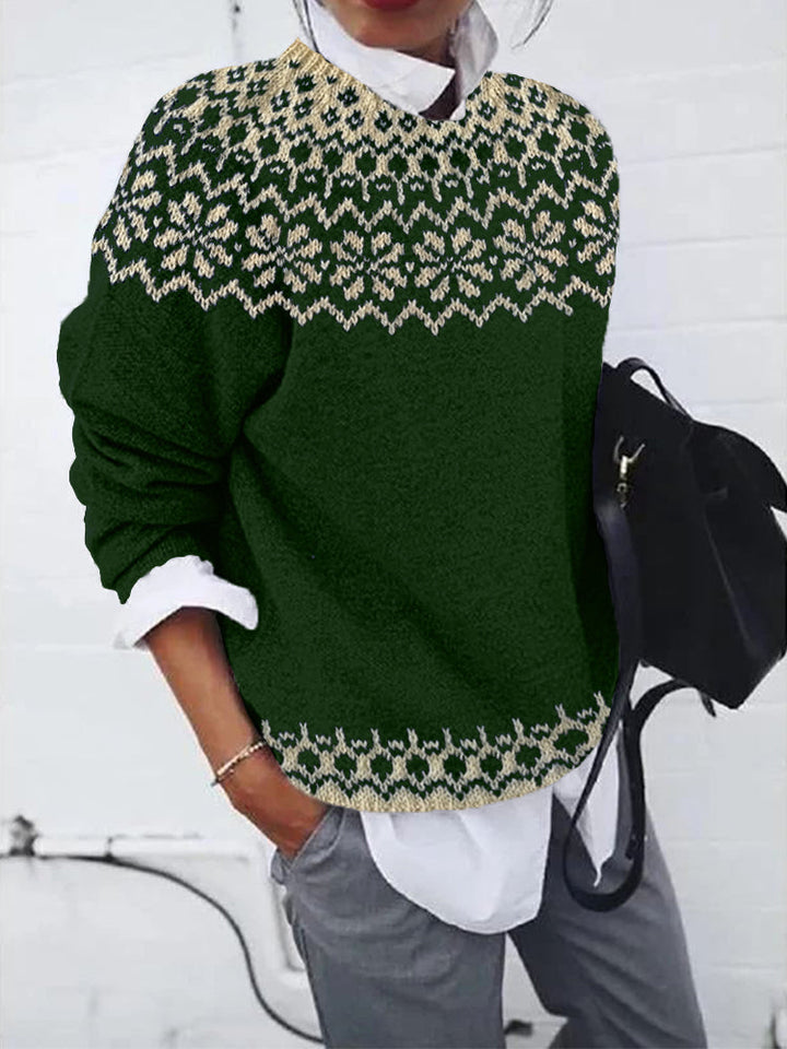 Colette - Pull Jacquard Vintage - Vert