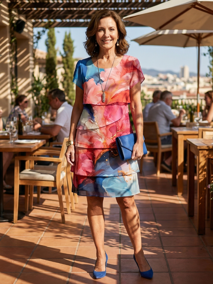 Mira | Robe en Marbre Longueur Genou